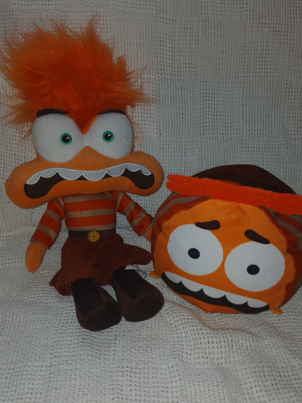 Orange Striped Plush Character Duo - Soft Cartoon Toys